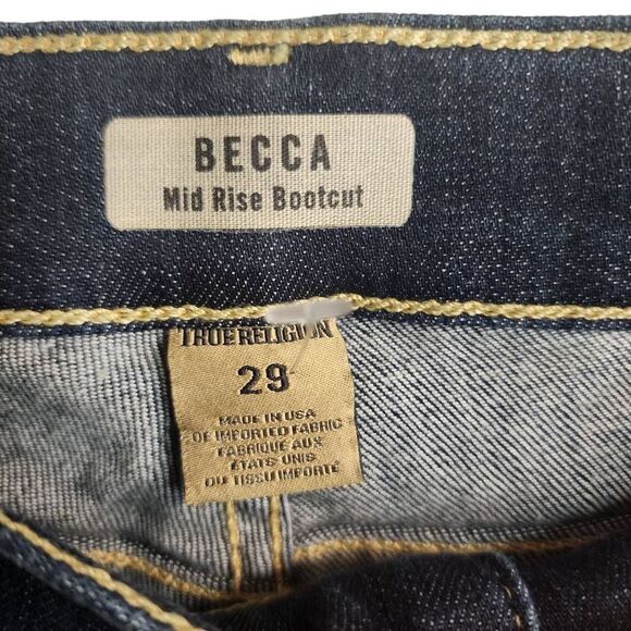 True Religion NWOT Becca Mid Rise Bootcut Flap Pockets Size 29/8 Jeans - Picture 2 of 12